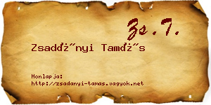Zsadányi Tamás névjegykártya